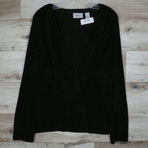 Chico's* Women's Long Sleeve Open Cardigan Black Sweater~ Size 3